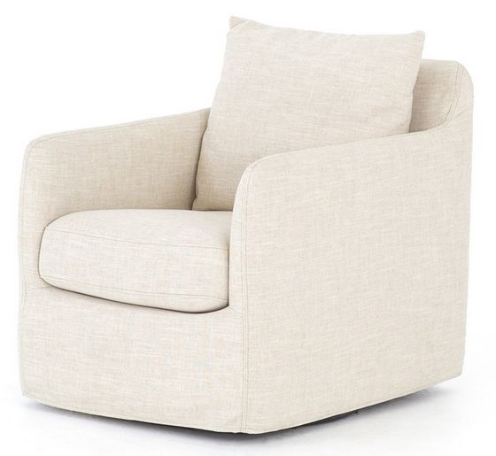 Banks Swivel Chair, Cambric Ivory, Performance Fabric
