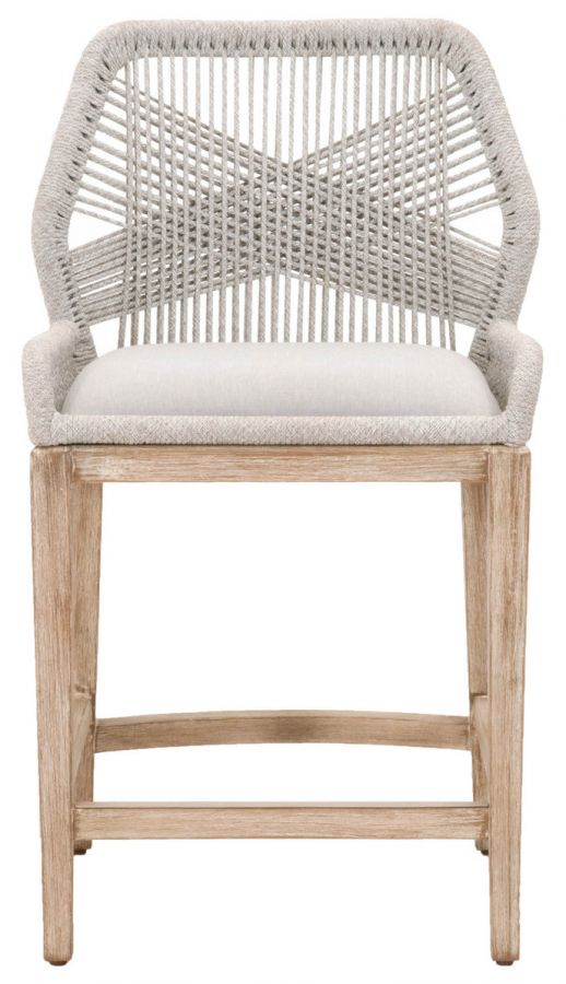 Loom Counter Stool Taupe-White Flat Rope