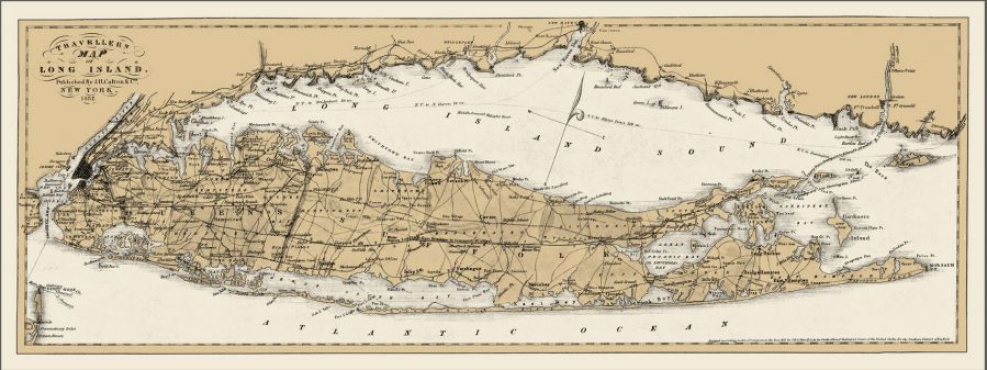 Long Island Map, Sepia
